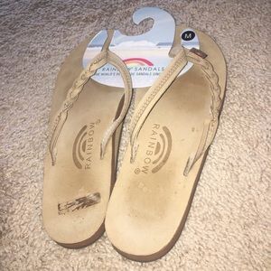 Rainbow Braided flip flops